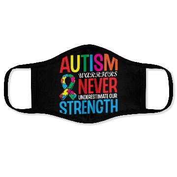 Discover Autism Warriors Never Underestimate Our Strength Face Masks