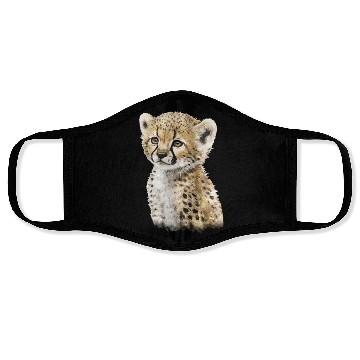 Discover Cute Baby Cheetah Watercolor Painting Portrait Face Masks