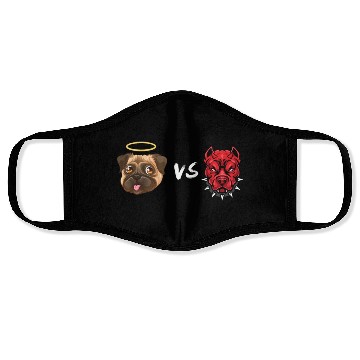 Discover Angel Pug Dog Vs Devil Pitbull Dog Face Masks