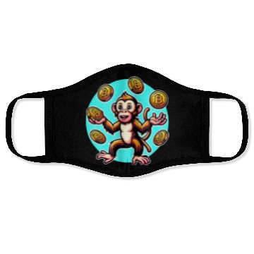 Discover Bitcoin Juggling Monkey - Digital Art Face Masks
