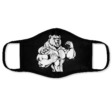 Discover Brown Bear Biceps Tattoo I Love Dad Face Masks