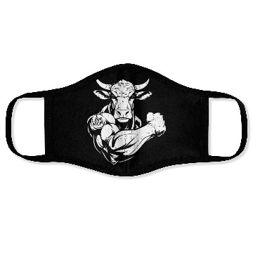 Discover Cow Cattle Biceps Tattoo I Love Mom Face Masks
