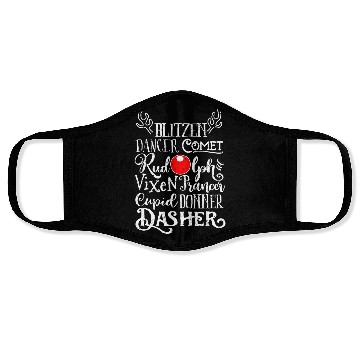 Discover Santa's Reindeer Rudolph List Christmas Themed Mem Face Masks