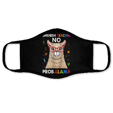 Discover Spanish Teacher No Pro llama Face Masks