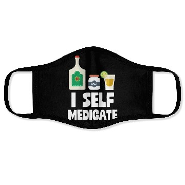 Discover I Self Medicate Tequila Bottle Lime Salt Shot Pun Face Masks