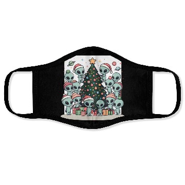 Discover Aliens Christmas tree Face Masks