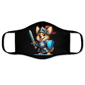 Discover Corgi in knight armor Face Masks