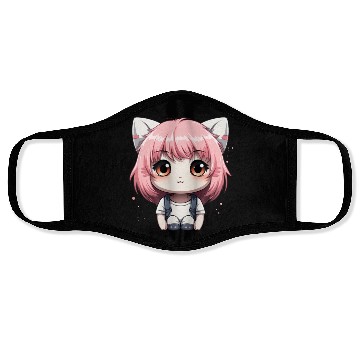 Discover kawaii cat face with cat head Face Masks