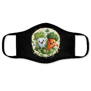 Discover Cute kawaii carrot and a broccoli Face Masks