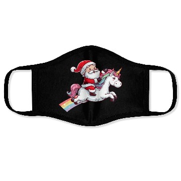 Discover Santa Riding Unicorn Face Masks