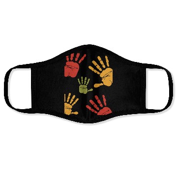 Discover Red Green Orange Colorful Handprint Illustration Face Masks