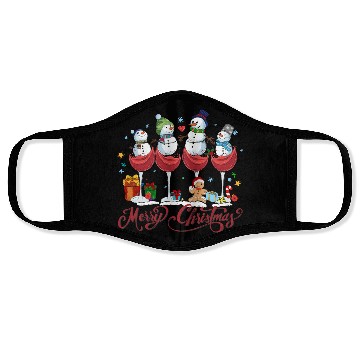 Discover Red Wine Glasses with Snow Men Funny Christmas Face Masks