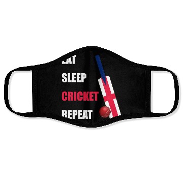 Discover Eat Sleep Cricket Repeat England Flag Cricket Bat Face Masks