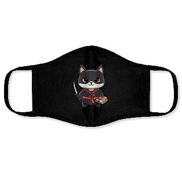 Discover Ninja Cat Step Away From My Sushi Face Masks