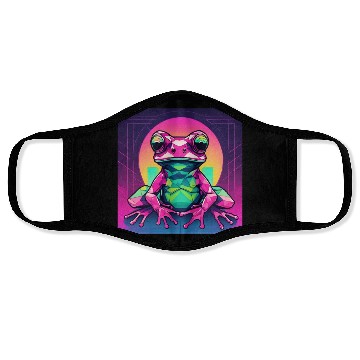 Discover Geometric Synthwave Frog Face Masks