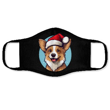 Discover cute corgi wearing santa hat Face Masks