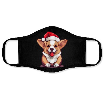 Discover cute corgi wearing santa hat at christmas Face Masks