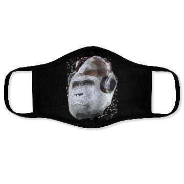 Discover Gorilla with headphones low poly pop art Face Masks