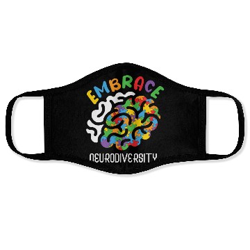 Discover Embrace Neurodiversity Autism Brain Face Masks