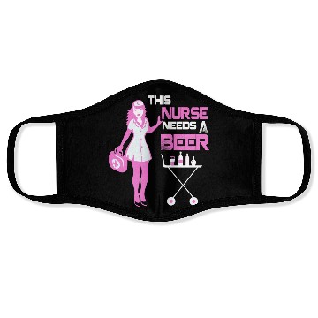 Discover This Nurse Needs A Beer V2 Face Masks