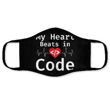 Discover My Heart Beats In Code Programmer Humor Programmin Face Masks