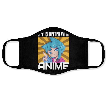 Discover Life is Better With Anime Funny Anime Loverssurpri Face Masks