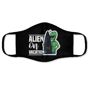 Discover Alien Surf Vacation Beach, Summer Sun Sea Surfers Face Masks
