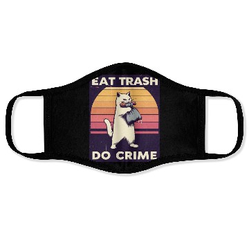Discover Eat Trash Do Crime street cat Face Masks