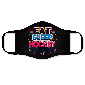 Discover Eat sleep hockey repeat men Face Masks