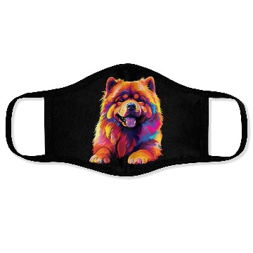 Discover Watercolor Colorful Chow Chow Face Masks