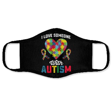 Discover I Love Someone With Autism Awareness Face Masks
