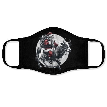 Discover Santa Claus on Cow for Christmas farm Face Masks