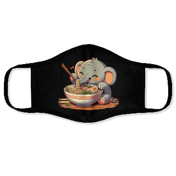 Discover Cute Elephant Eats Ramen Noodles Elephant Ramen Face Masks