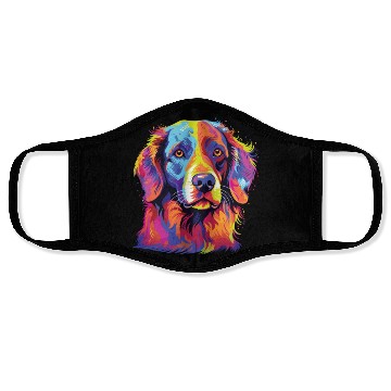 Discover Watercolor Colorful Brittany Spaniel Face Masks