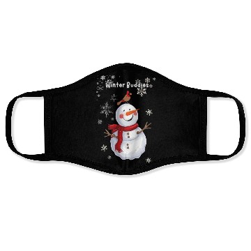 Discover Winter Buddies snowman and bird Face Masks