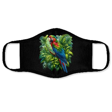 Discover Colorful parrot in the rainforest Face Masks