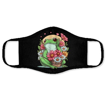 Discover Frog flowers sunset Face Masks