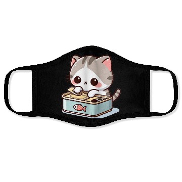 Discover Cat opens fish can Face Masks