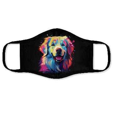 Discover Watercolor Colorful Great Pyrenees Face Masks