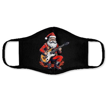 Discover Santa claus playing a guitar Face Masks