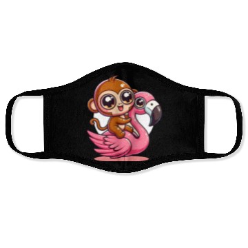 Discover Monkey Rider on a Flamingo Face Masks