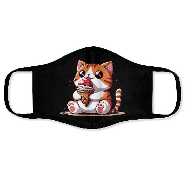 Discover Chubby cat enjoys ice cream balls Face Masks