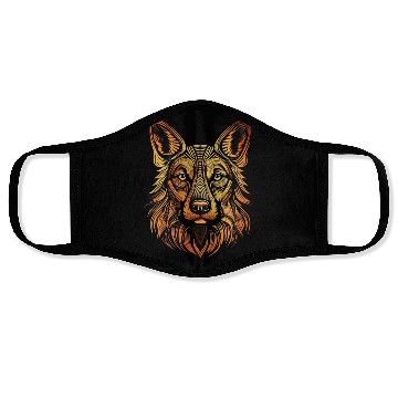 Discover German Shepherd Funny Dog Street Art Comic Pet Face Masks