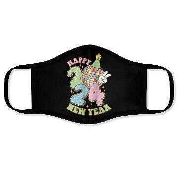 Discover Happy New Year 2024 disco ball party Face Masks