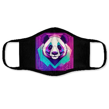 Discover Synthwave Neon Geo Panda Face Masks