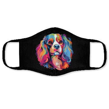 Discover Watercolor Colorful Cavalier King Charles Spaniel Face Masks