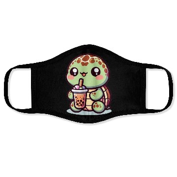 Discover Kawaii Turtle Bubble Tea Lover Cute Sea Turtle Face Masks