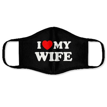 Discover I love (heart) my wife Face Masks