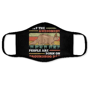 Discover Awesomest People Groundhog Day Retro Vintage Face Masks