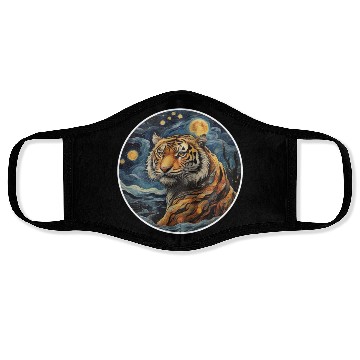 Discover tiger design in painting style Face Masks